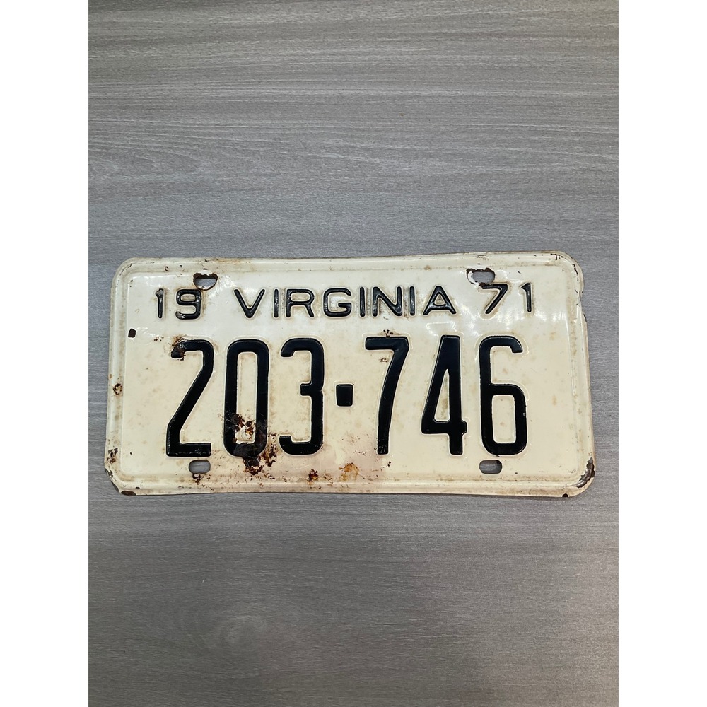 VINTAGE 1971 VIRGINIA LICENSE PLATE